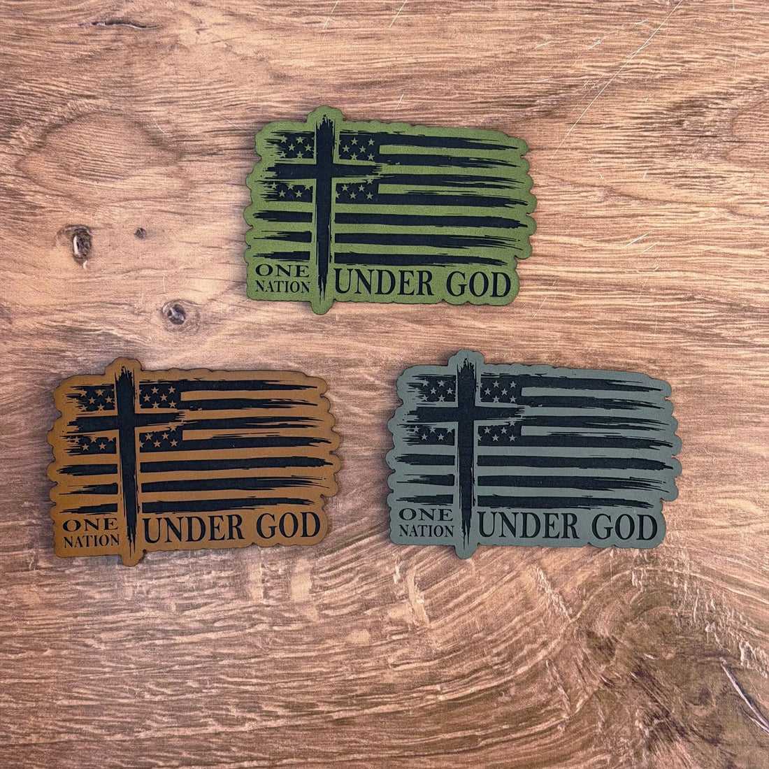 Faith & Freedom – One Nation Patch – Laser Engraved Leather Patch 