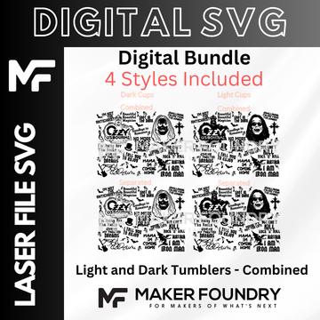 The image is a digital bundle containing four styles of tumblers, including light and dark versions, that are combined into one package.