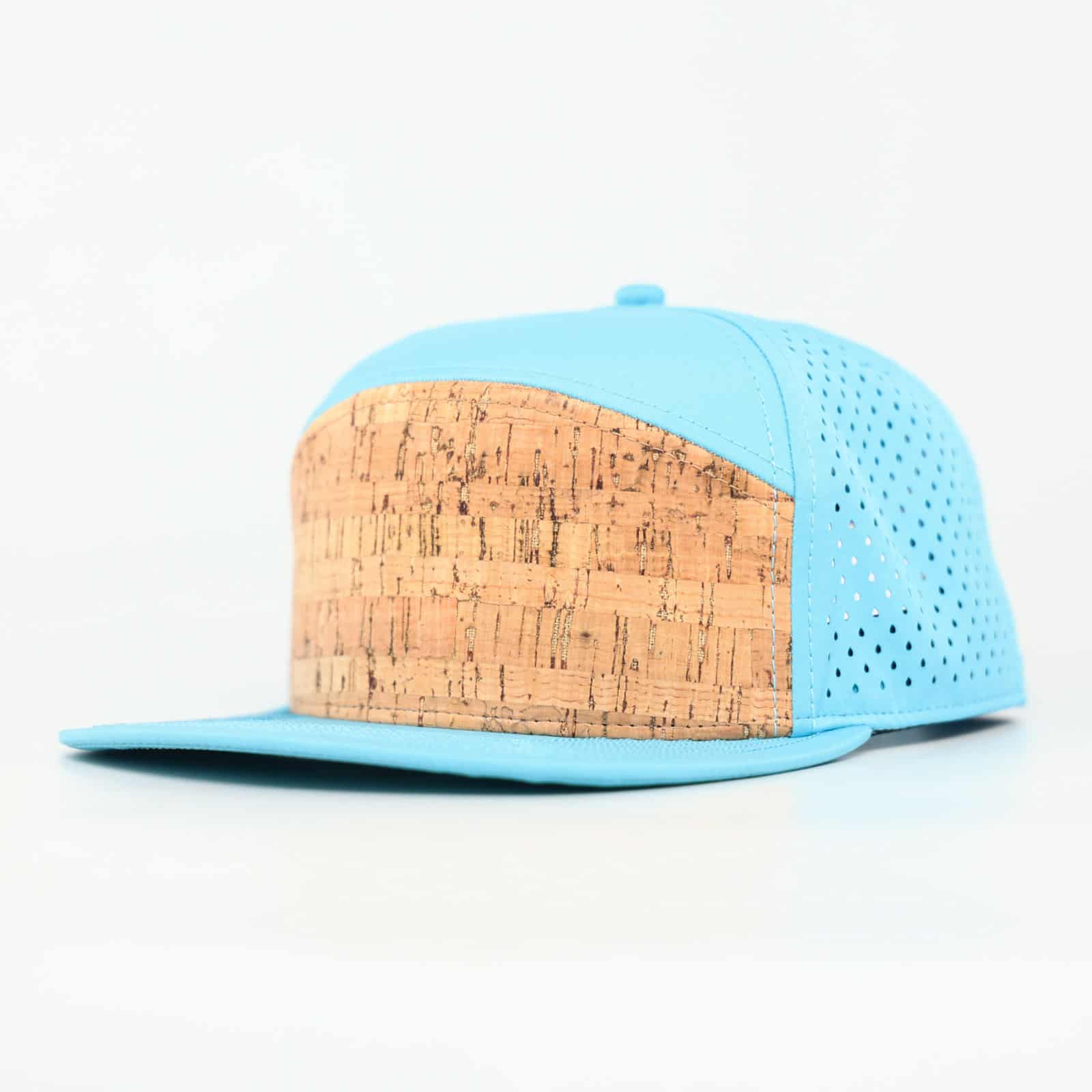 Baby Blue Cork Front Waterproof Snapback Hat | Performance Waterproof 7-Panel Hat