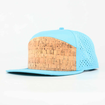 Baby Blue Cork Front Waterproof Snapback Hat | Performance Waterproof 7-Panel Hat