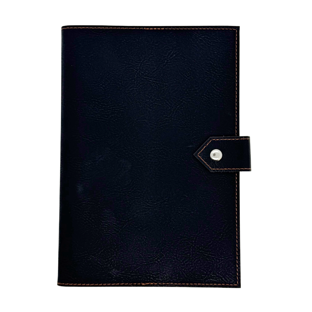 Laserable Leatherette A5 Journal Softcover with Clasp Black/Silver