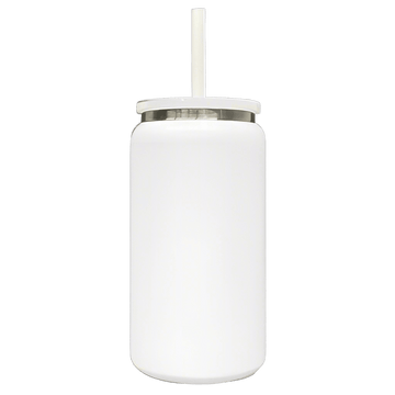 16oz Mirror Black Plated Tumbler - White