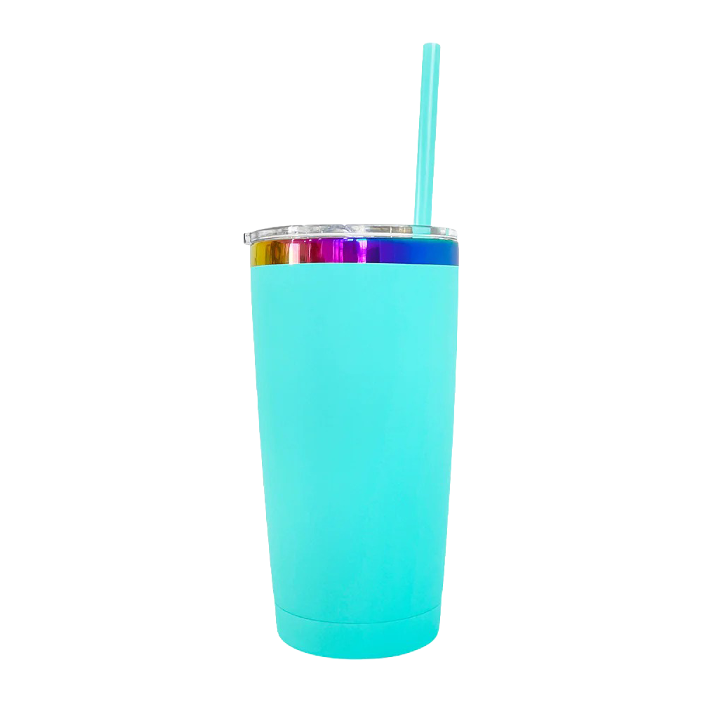 20oz Rainbow Plated Tumbler - Turquoise