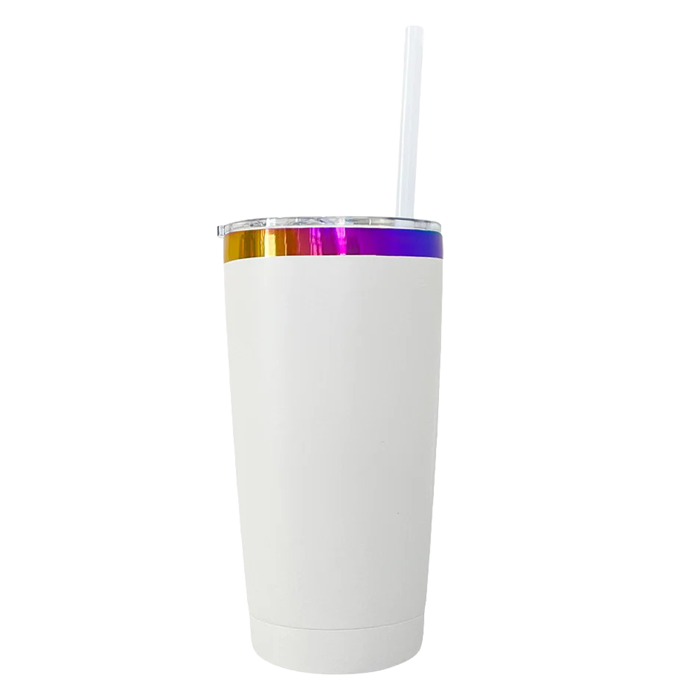 20oz Rainbow Plated Tumbler - White