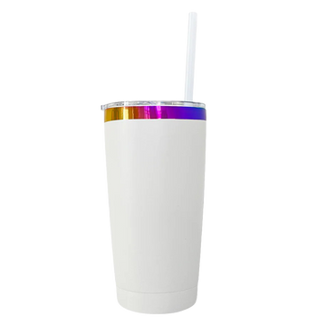 20oz Rainbow Plated Tumbler - White