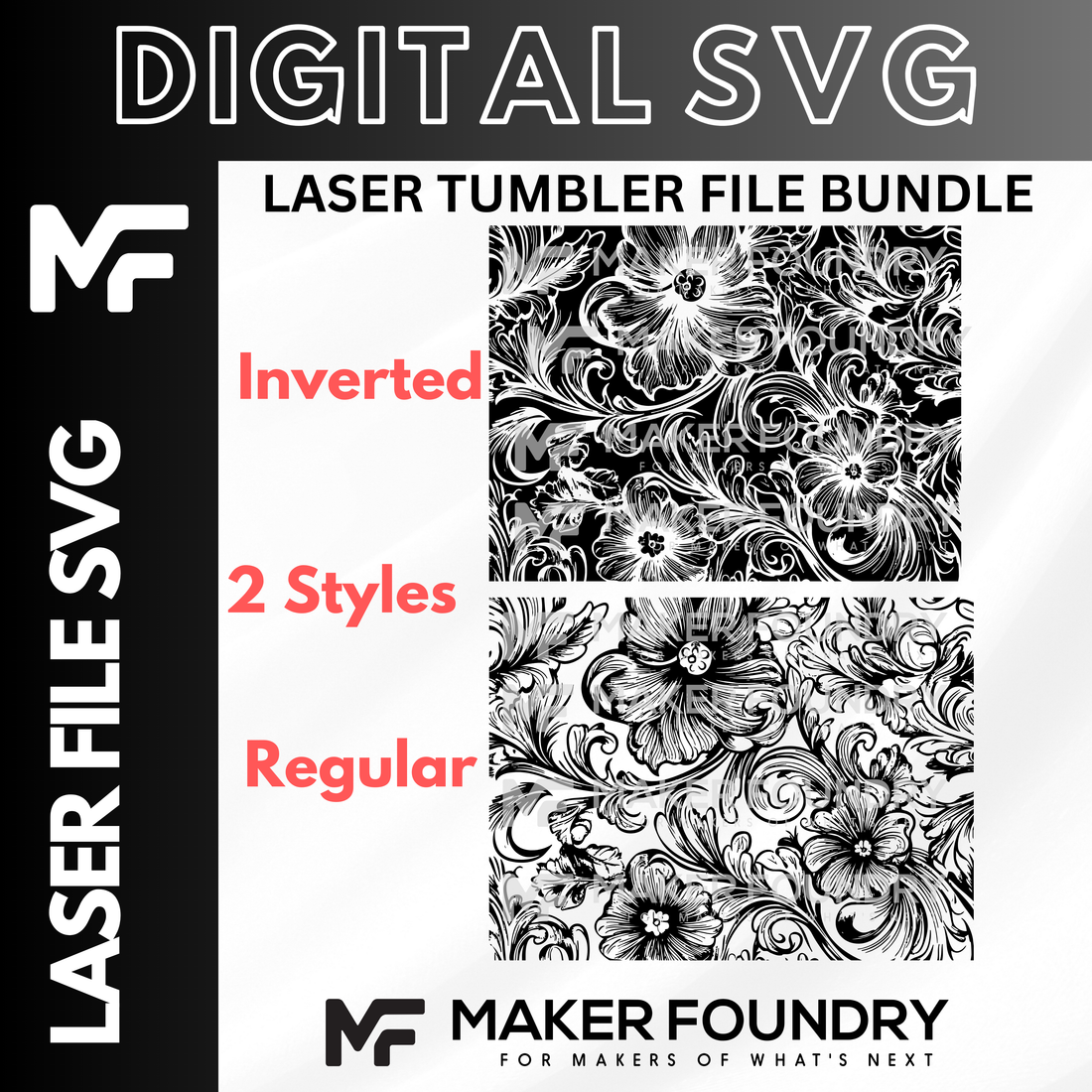 The image is a digital file bundle containing various styles of laser-tumbler files, including inverted and regular patterns.