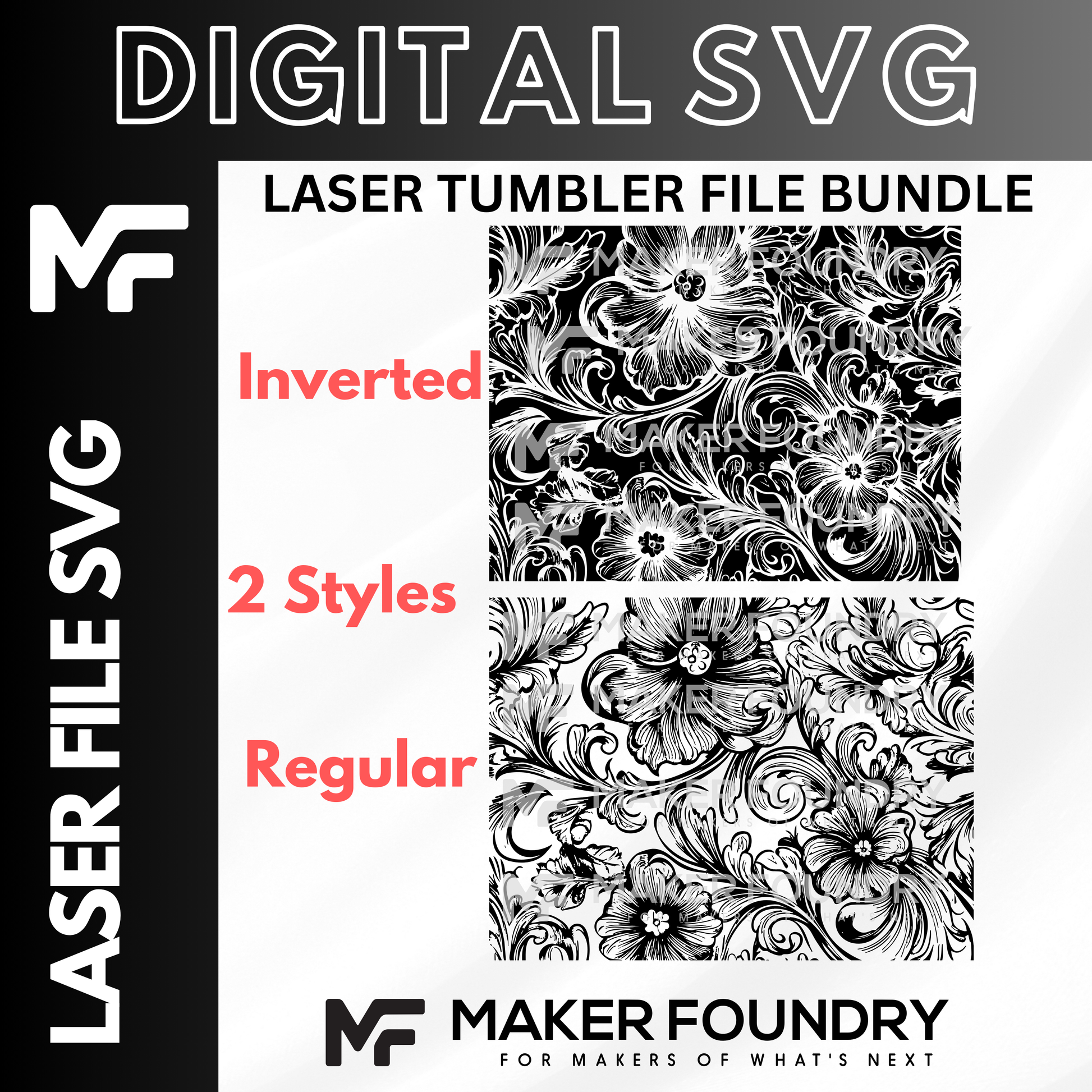 The image is a digital file bundle containing various styles of laser-tumbler files, including inverted and regular patterns.