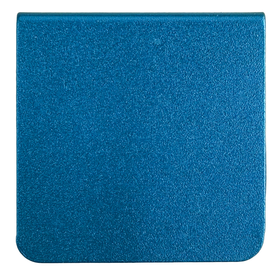 A solid blue surface with a textured appearance.
