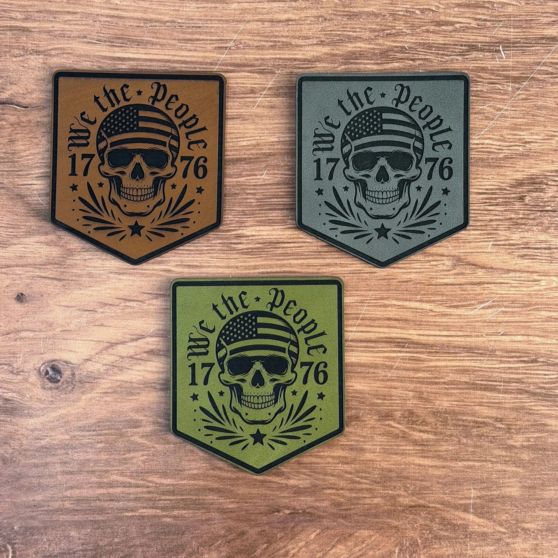 Spirit of 1776 – Skull & Freedom Patch – Laser Engraved Leather Patch 