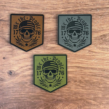 Spirit of 1776 – Skull & Freedom Patch – Laser Engraved Leather Patch 