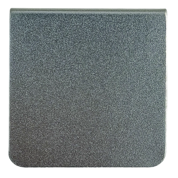 The image is a square-shaped surface with a textured, metallic appearance, possibly made of a material like metal or a textured fabric.