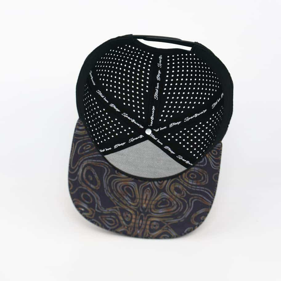 Cork Front With Topo Top And Bill, Black Back | Performance Waterproof 7-Panel Hat