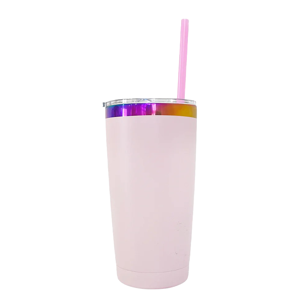 20oz Rainbow Plated Tumbler - Pastel Pink