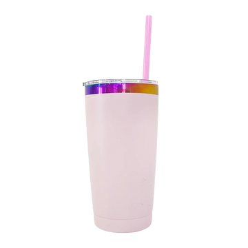 20oz Rainbow Plated Tumbler - Pastel Pink
