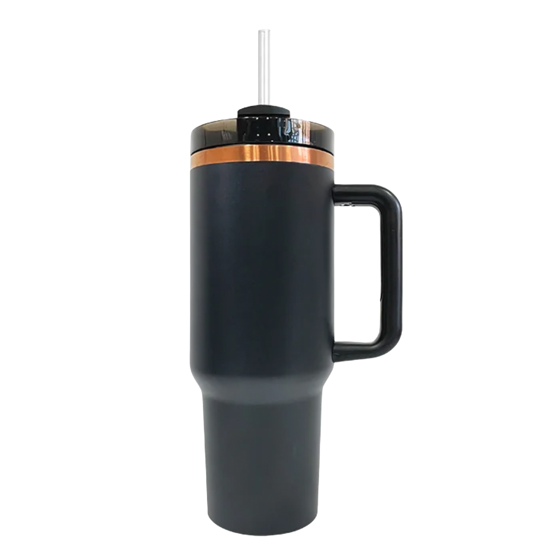 30oz Copper Plated Handle Tumbler - Black