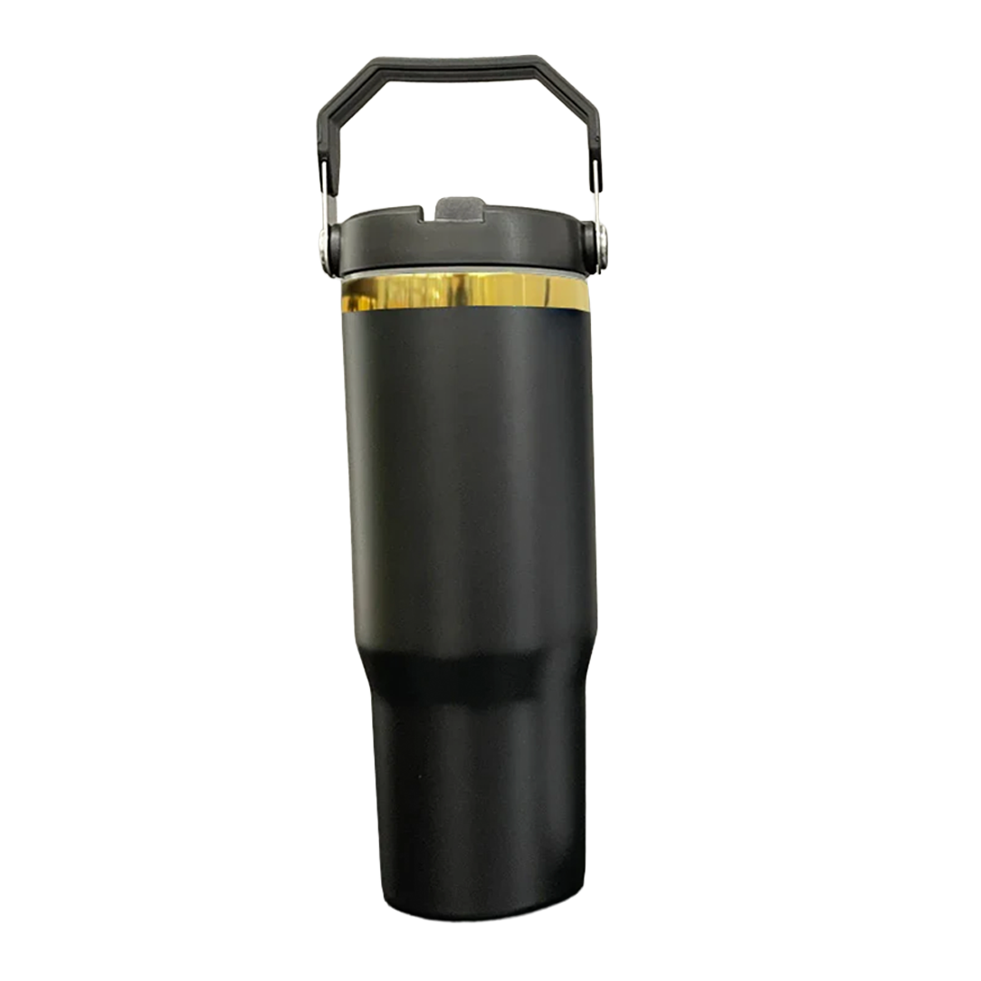 30oz Gold Plated Flip Tumbler - Black