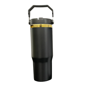 30oz Gold Plated Flip Tumbler - Black