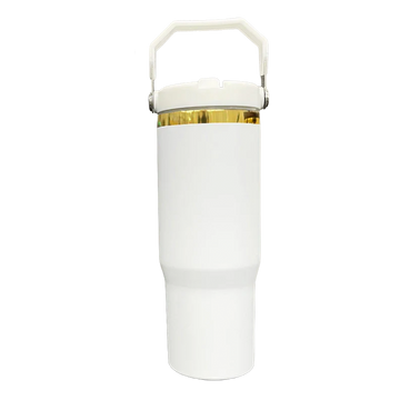 30oz Gold Plated Flip Tumbler - White