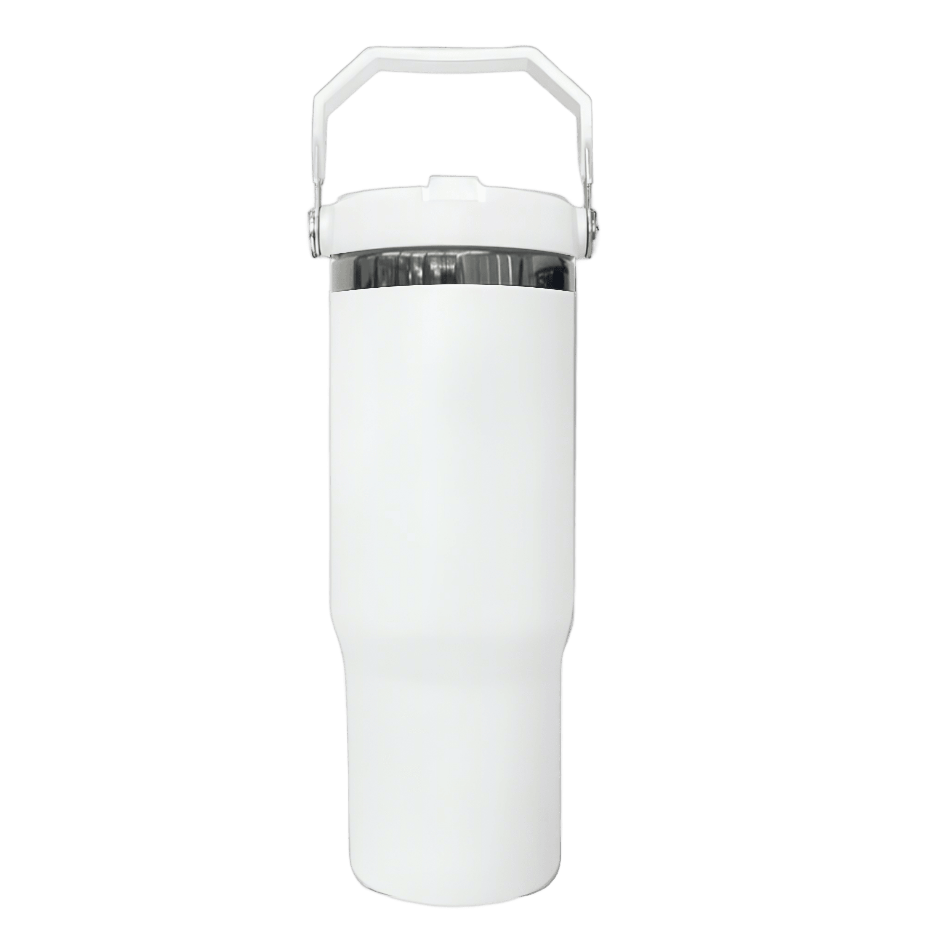 30oz Black Plated Flip Tumbler - White