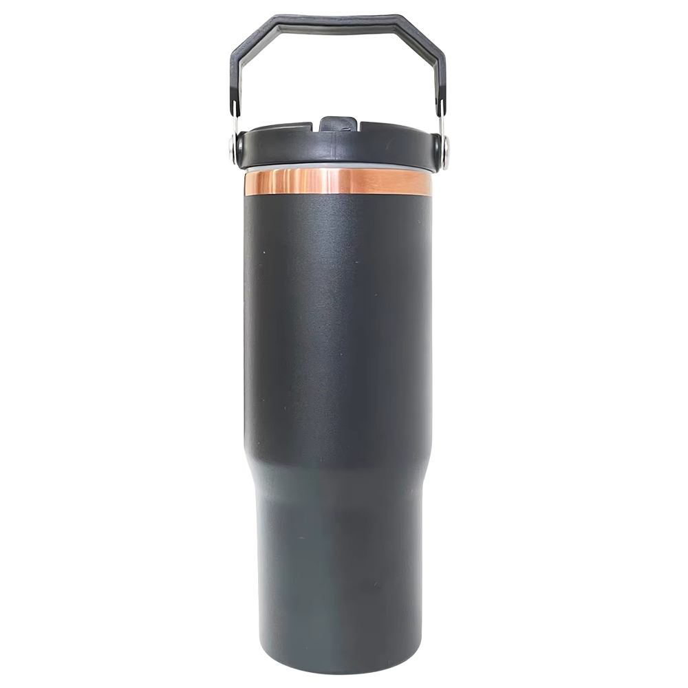 30oz Copper Plated Flip Tumbler - Black