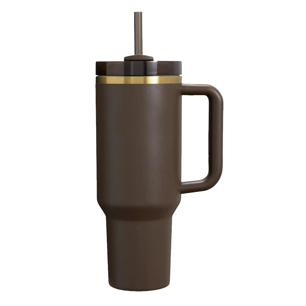 30oz Gold Plated Handle Tumbler - Chocolate
