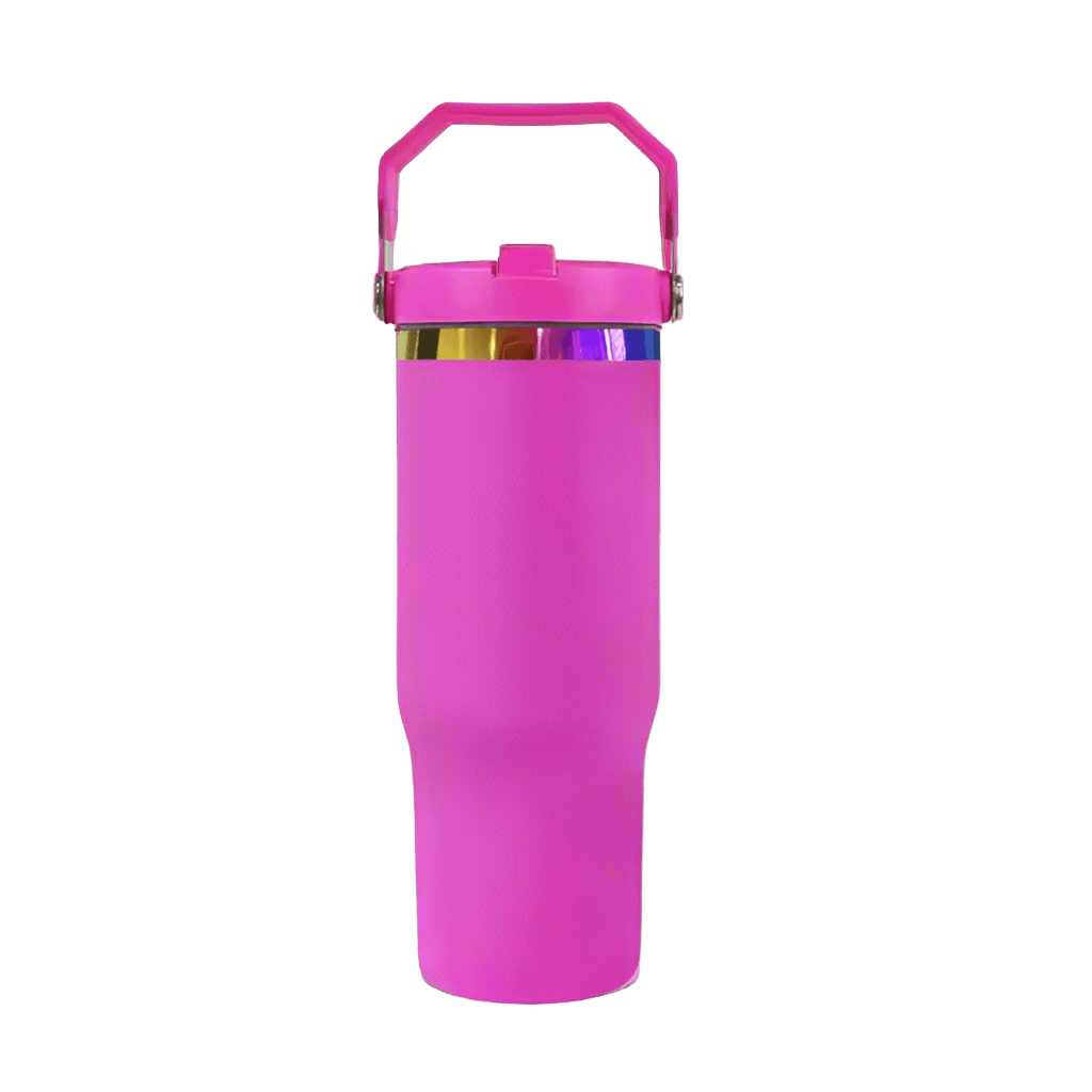 30oz Rainbow Plated Flip Tumbler - Hot Pink