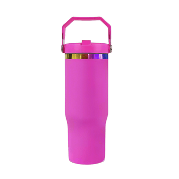 30oz Rainbow Plated Flip Tumbler - Hot Pink