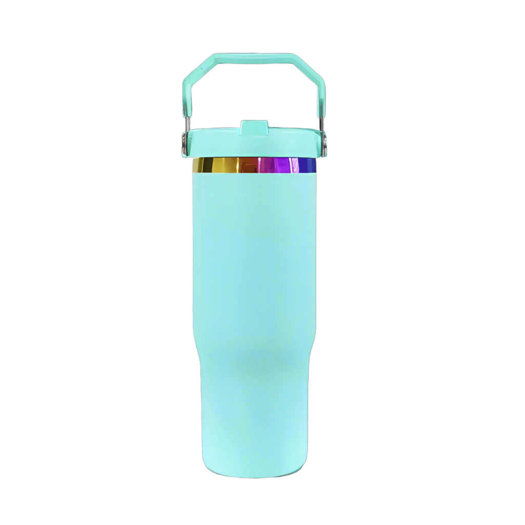 30oz Rainbow Plated Flip Tumbler - Turquoise
