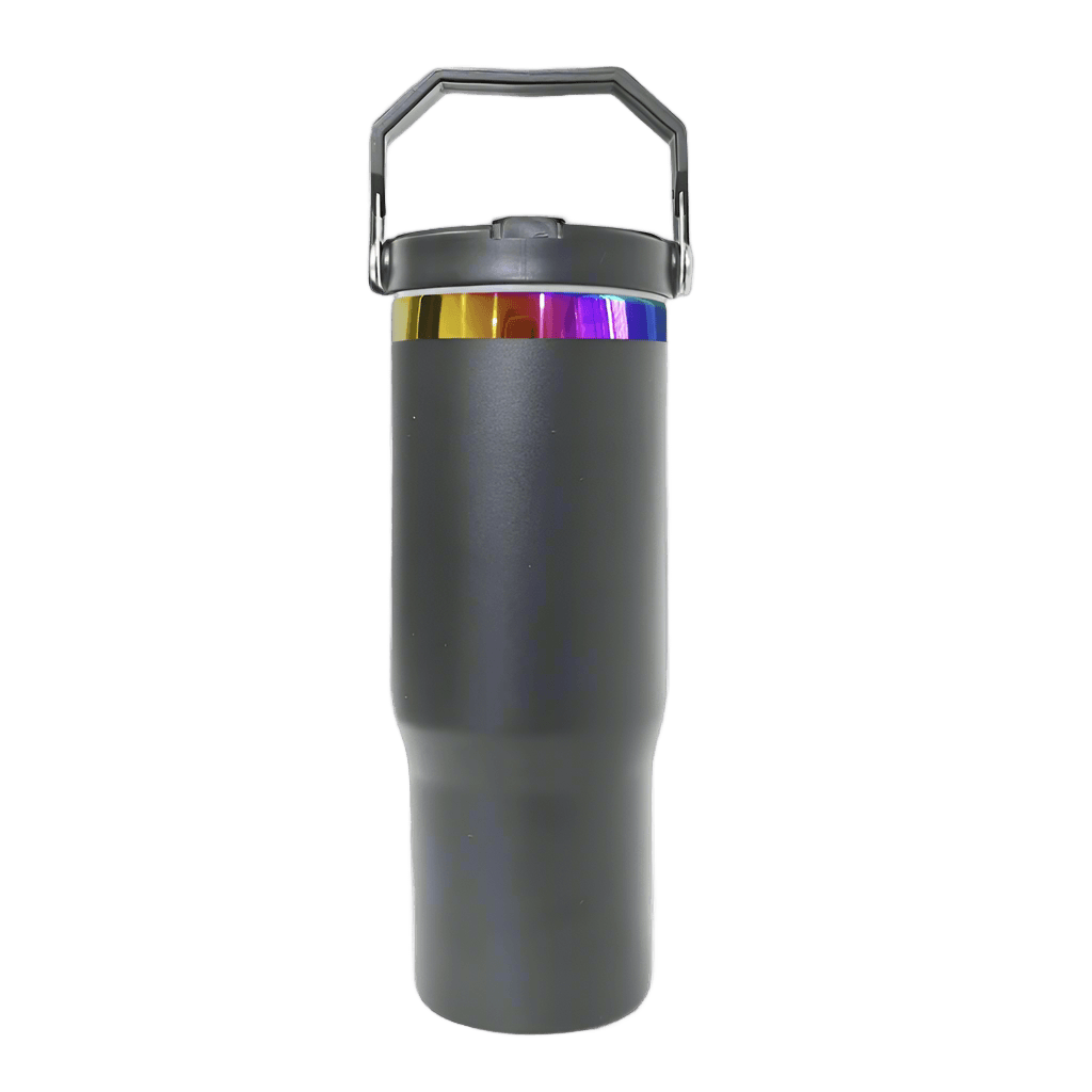 30oz Rainbow Plated Flip Tumbler - Black