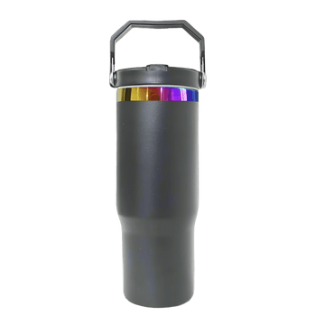 30oz Rainbow Plated Flip Tumbler - Black