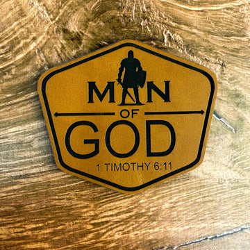 Man of God  1 Timothy 6:11 Patch – Laser Engraved Leather Patch 