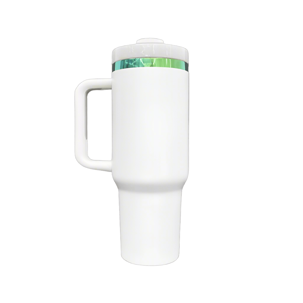 40oz Green/Blue Plated Tumbler - White