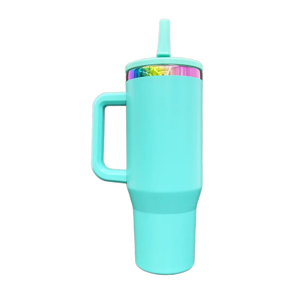 40oz Leak Proof Rainbow Plated Tumbler -Turquoise