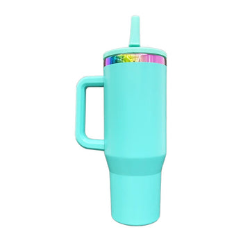 40oz Leak Proof Rainbow Plated Tumbler -Turquoise