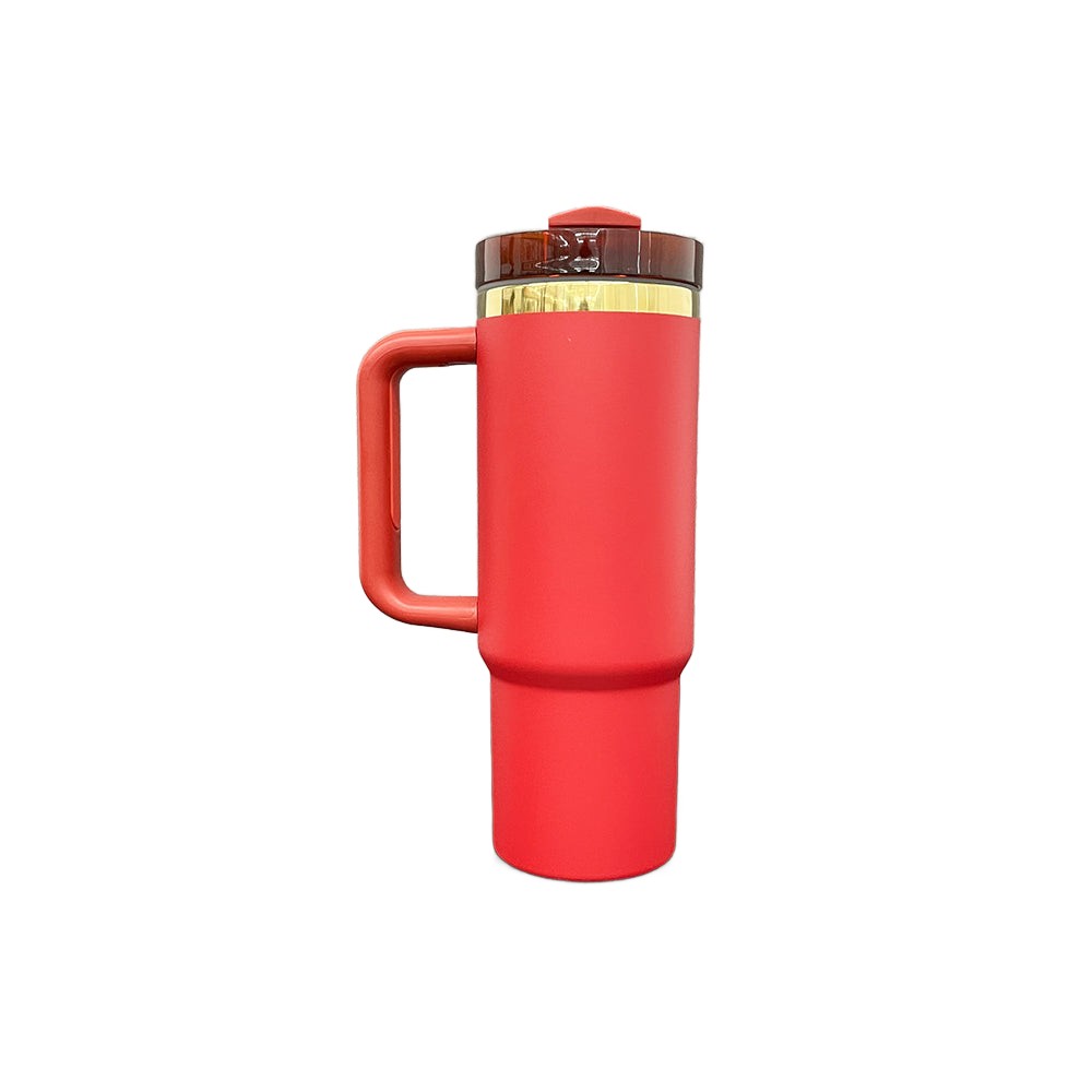 30oz Gold Plated Handle Tumbler - Red