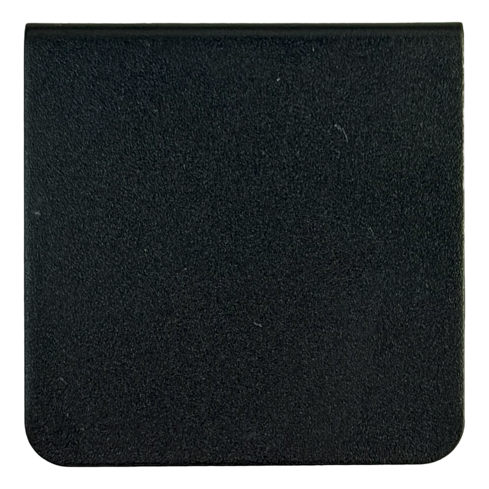 The image is a black square with a textured surface.