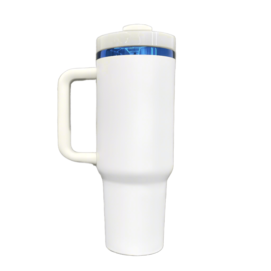 40oz Blue Plated Tumbler - White