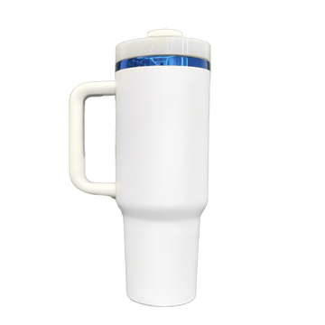 40oz Blue Plated Tumbler - White