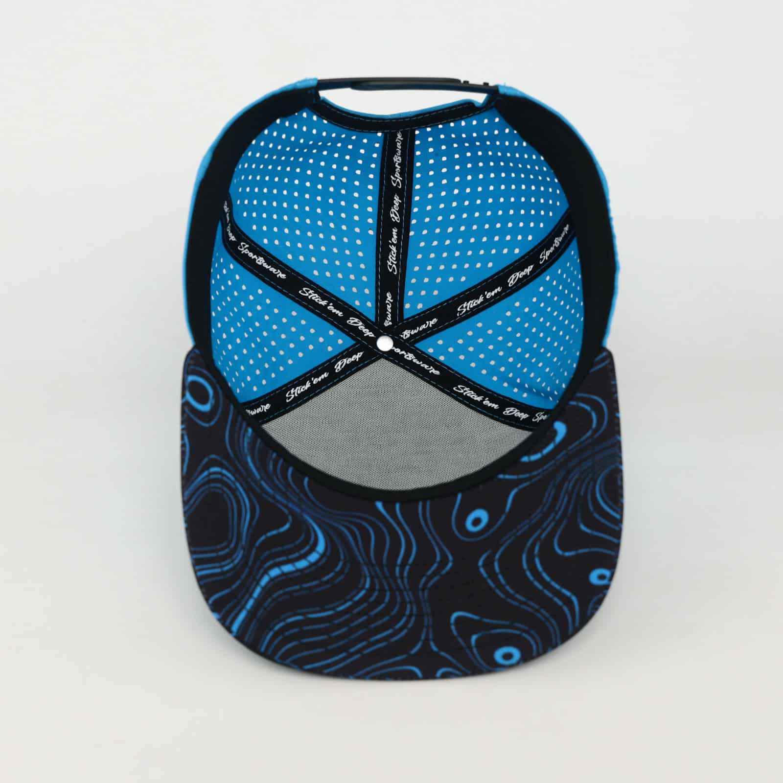 Blue Front With Topo Top And Bill With Blue Back | Performance Waterproof 7-Panel Hat