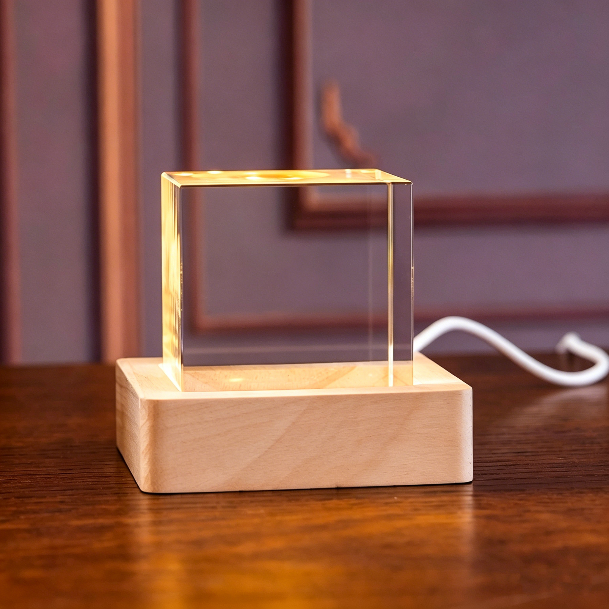 K9 Crystal With LED Base & Gift Box - 50mm Cube