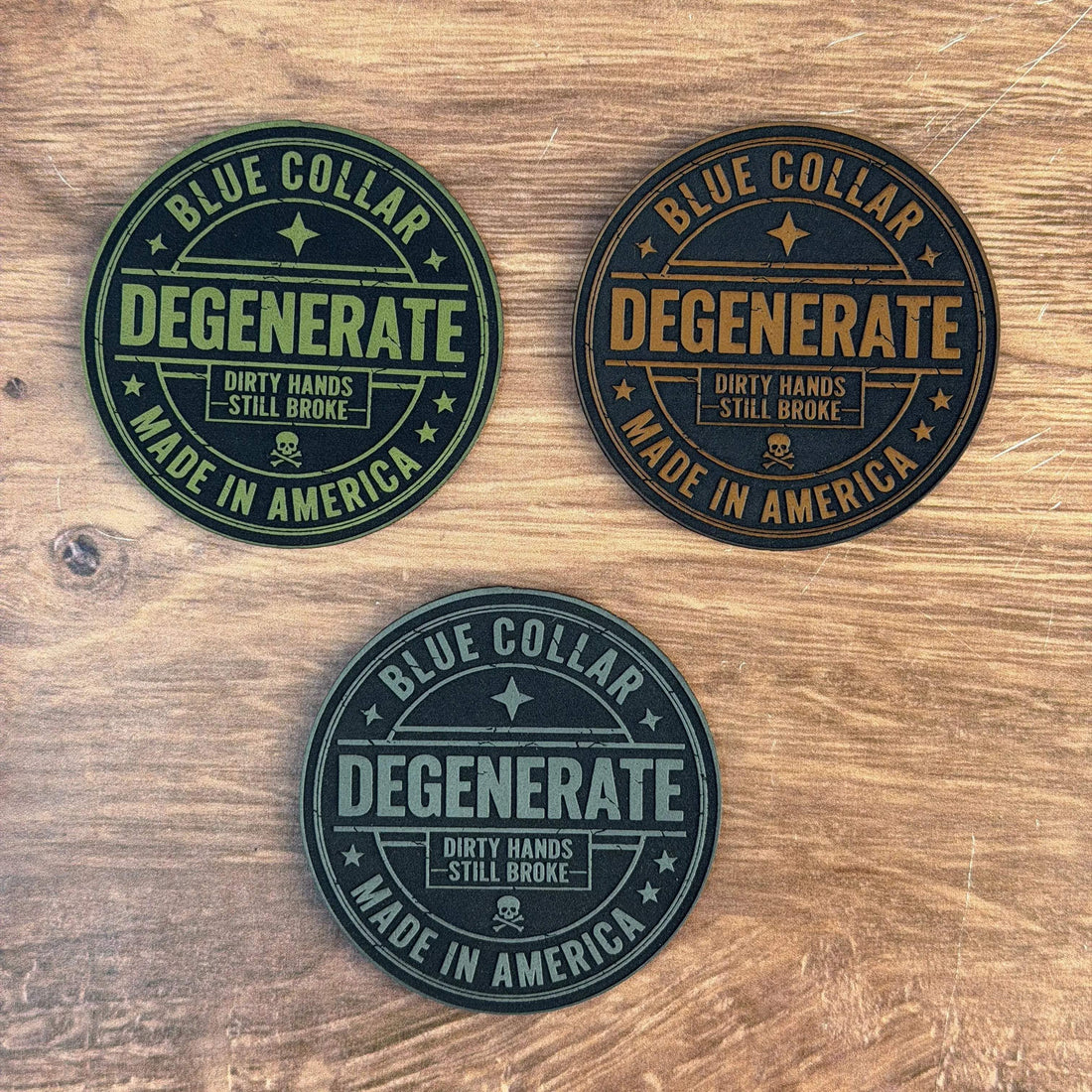 Made in America Degenerate – Laser Engraved Leather Patch 