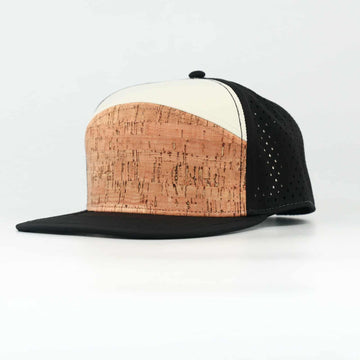 Cork Front With Off White Top And Black Back | Performance Waterproof 7-Panel Hat