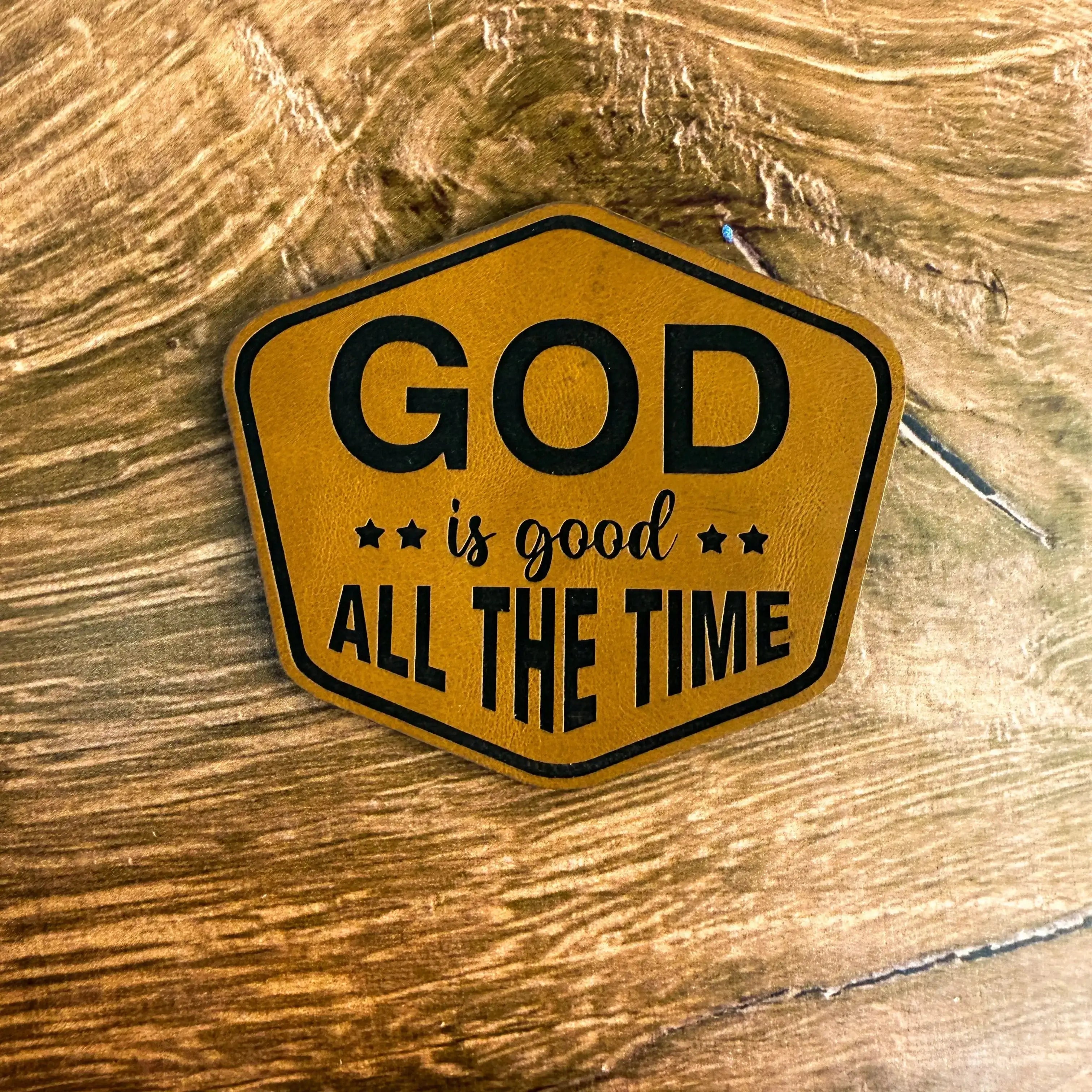 God Is Good – Laser Engraved Leather Patch 