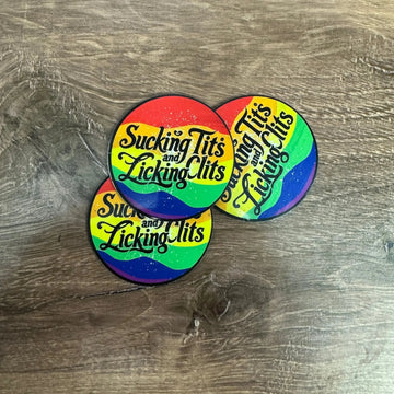 Sucking T's and Licking C's – Rainbow Version | UV Printed Leather Hat Patch 