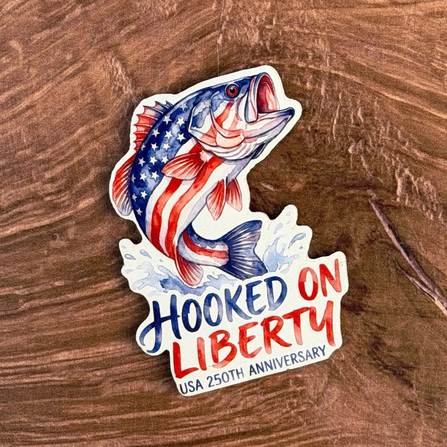 Hooked On Liberty - USA 250th Anniversary | UV Printed Leather Hat Patch 