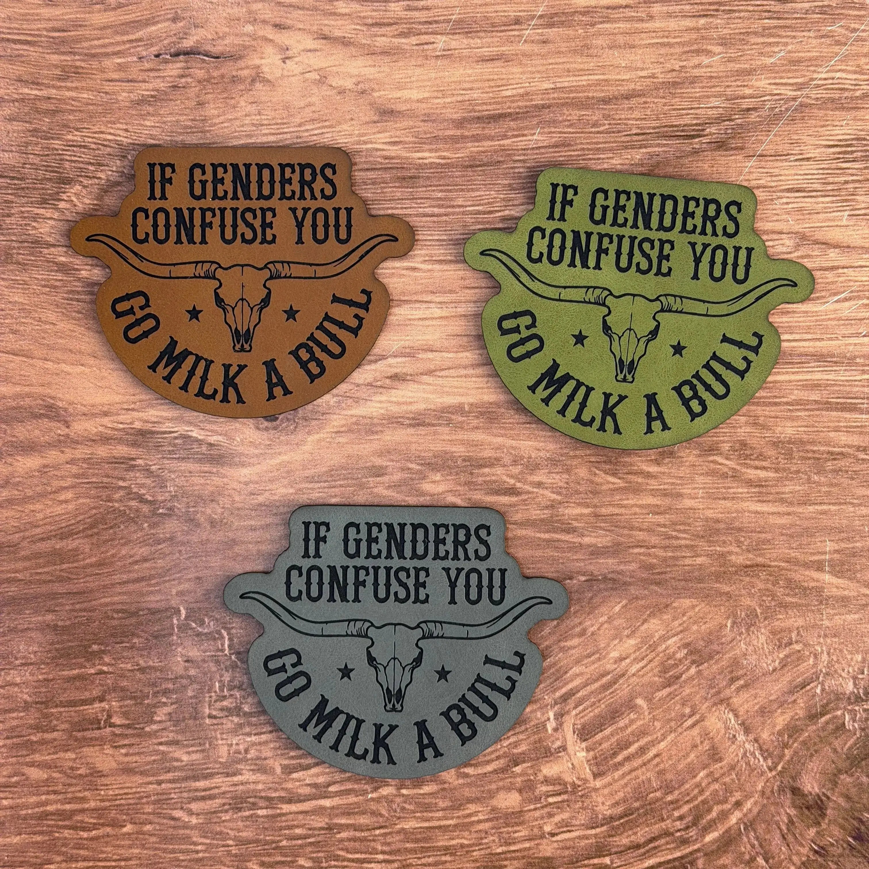 Milk a Bull No Confusion Patch – Laser Engraved Leather Patch 