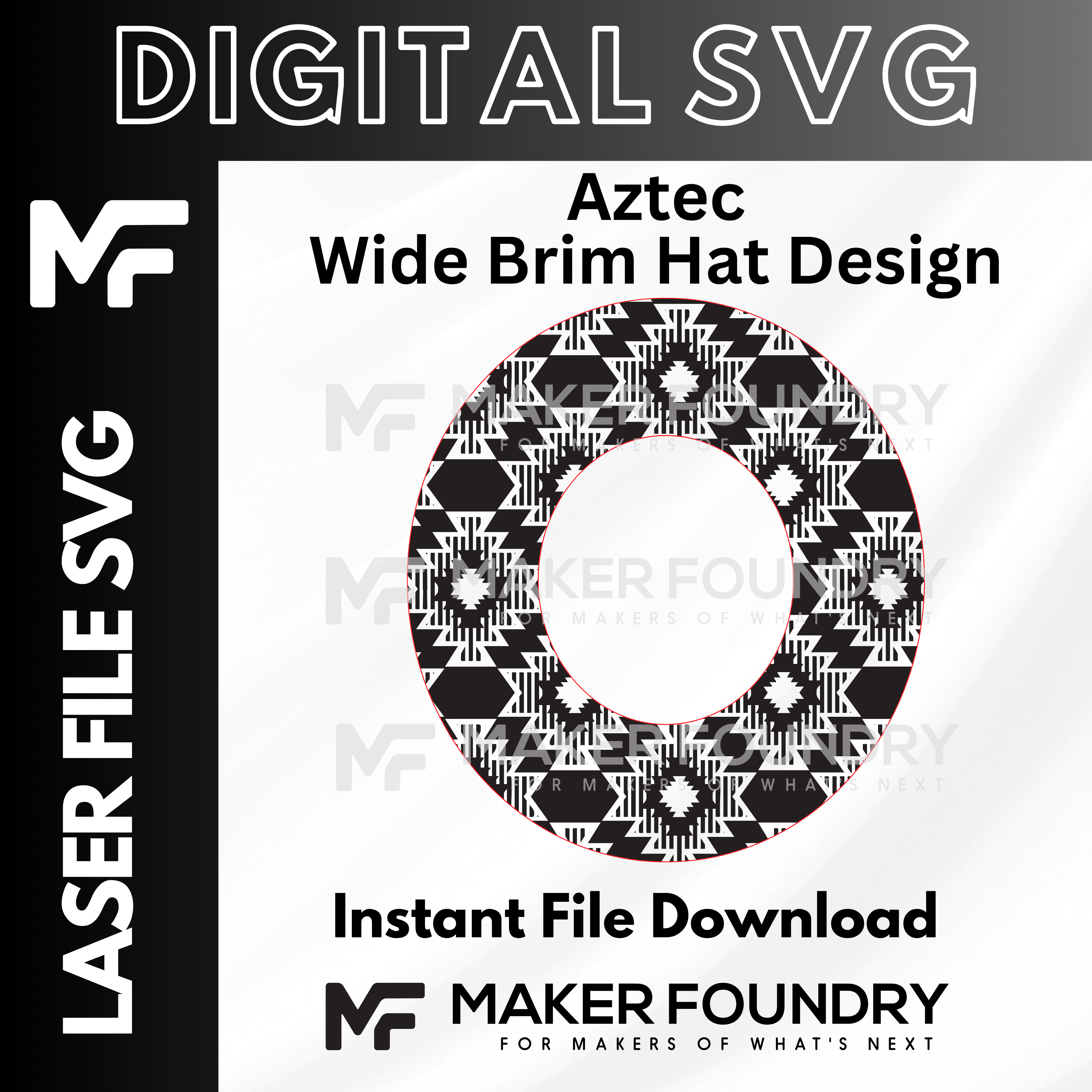 Aztec Wide Brim Hat Design | Laser Engraving File SVG
