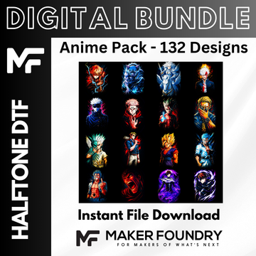 Anime DTF Halftone Design Pack | 132 Designs