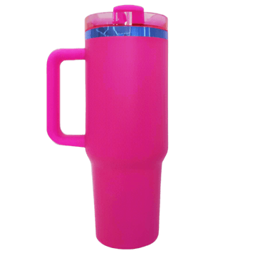 40oz Blue Plated Tumbler - Hot Pink