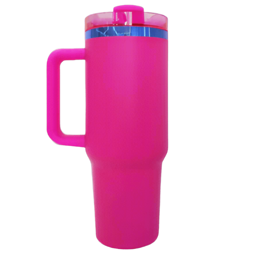 40oz Blue Plated Tumbler - Hot Pink